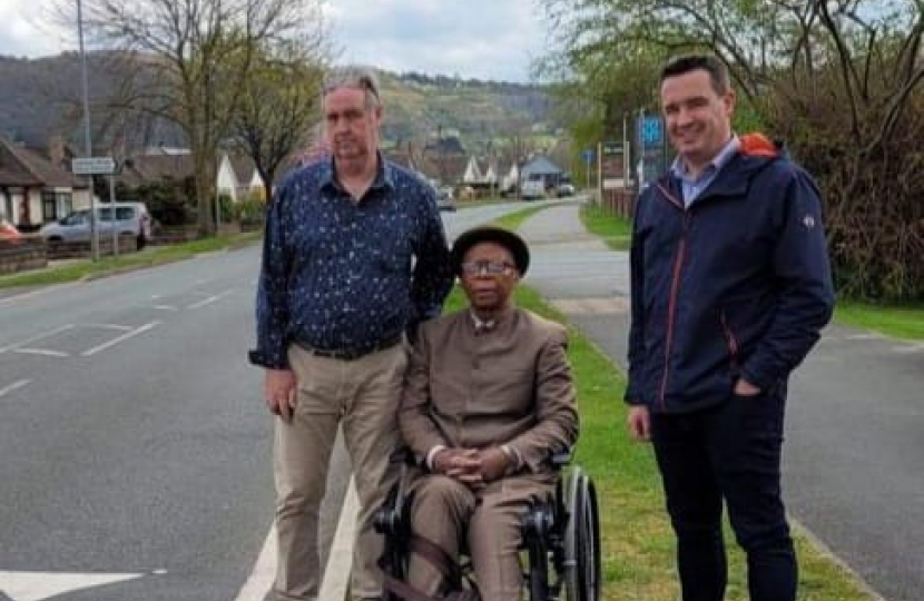 James and residents on Ffordd Penrhwylfa