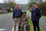 James and residents on Ffordd Penrhwylfa